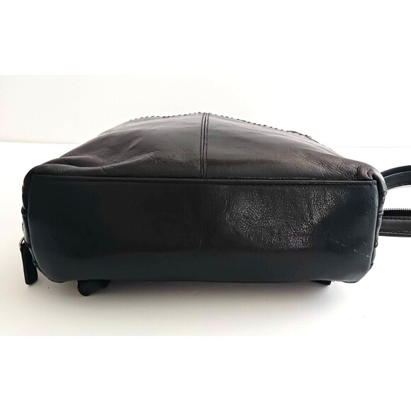 Transit Genuine Blk Genuine Leather Backpack Multi Zip Pockets 10X3X10 Packable main image 3